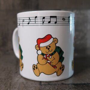Vintage Telco Christmas Teddy Bear Santa Claus Coffee Mug Music Notes